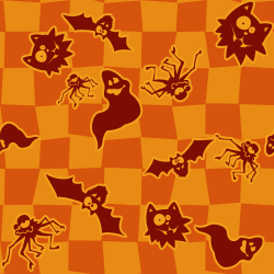cats, bats, spiders, ghosts halloween background tile