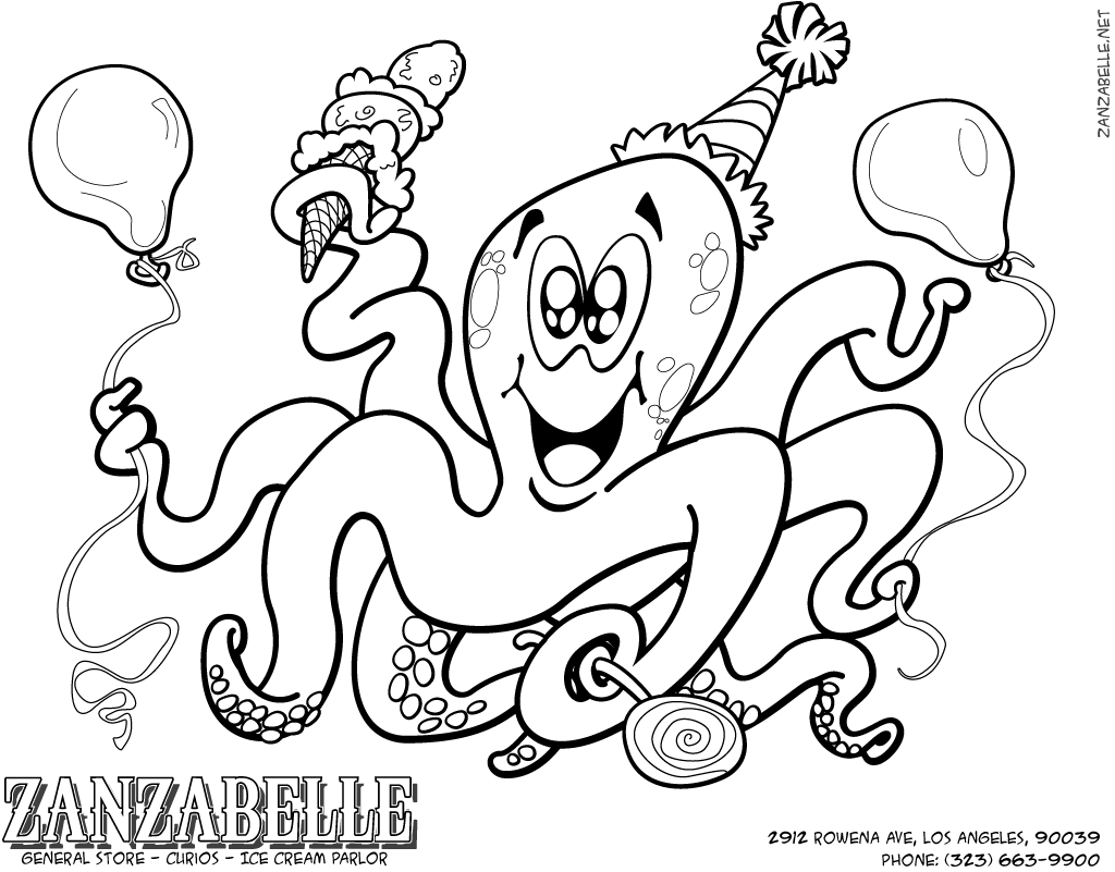 Coloring Page Octopus all a'tangle